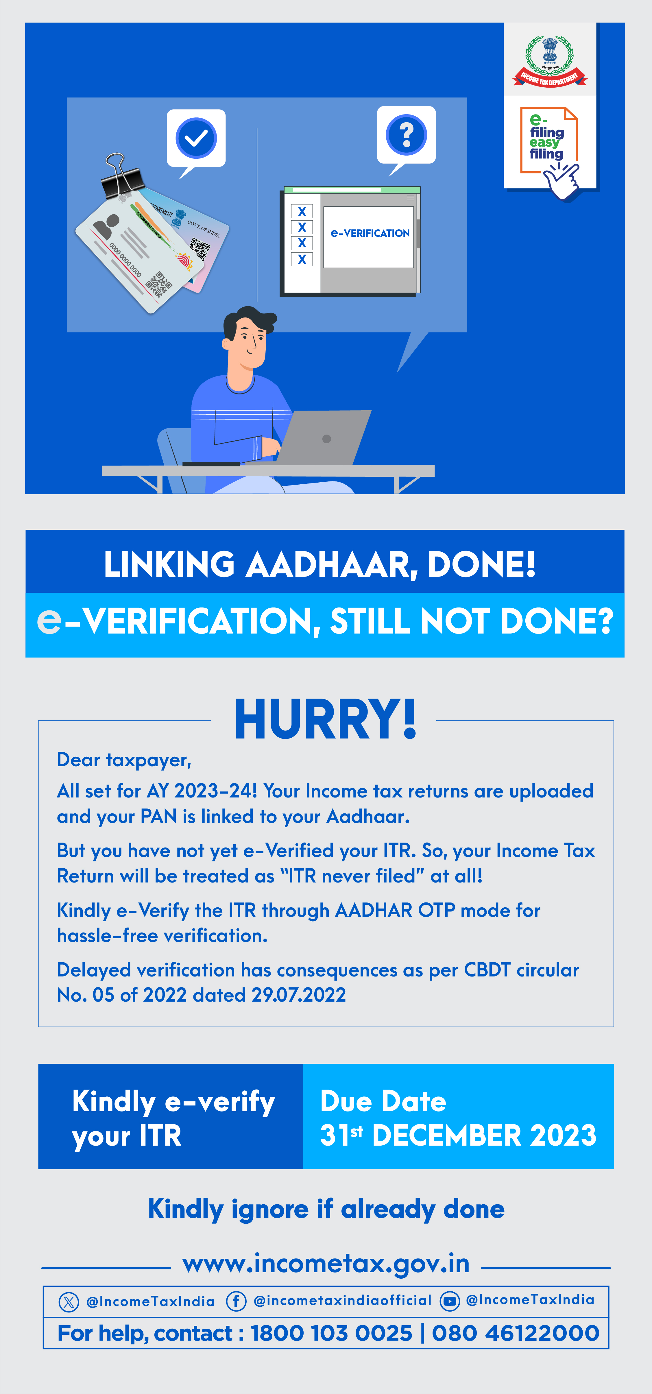 Income-Tax return is pending for e-Verification for AY2023-24