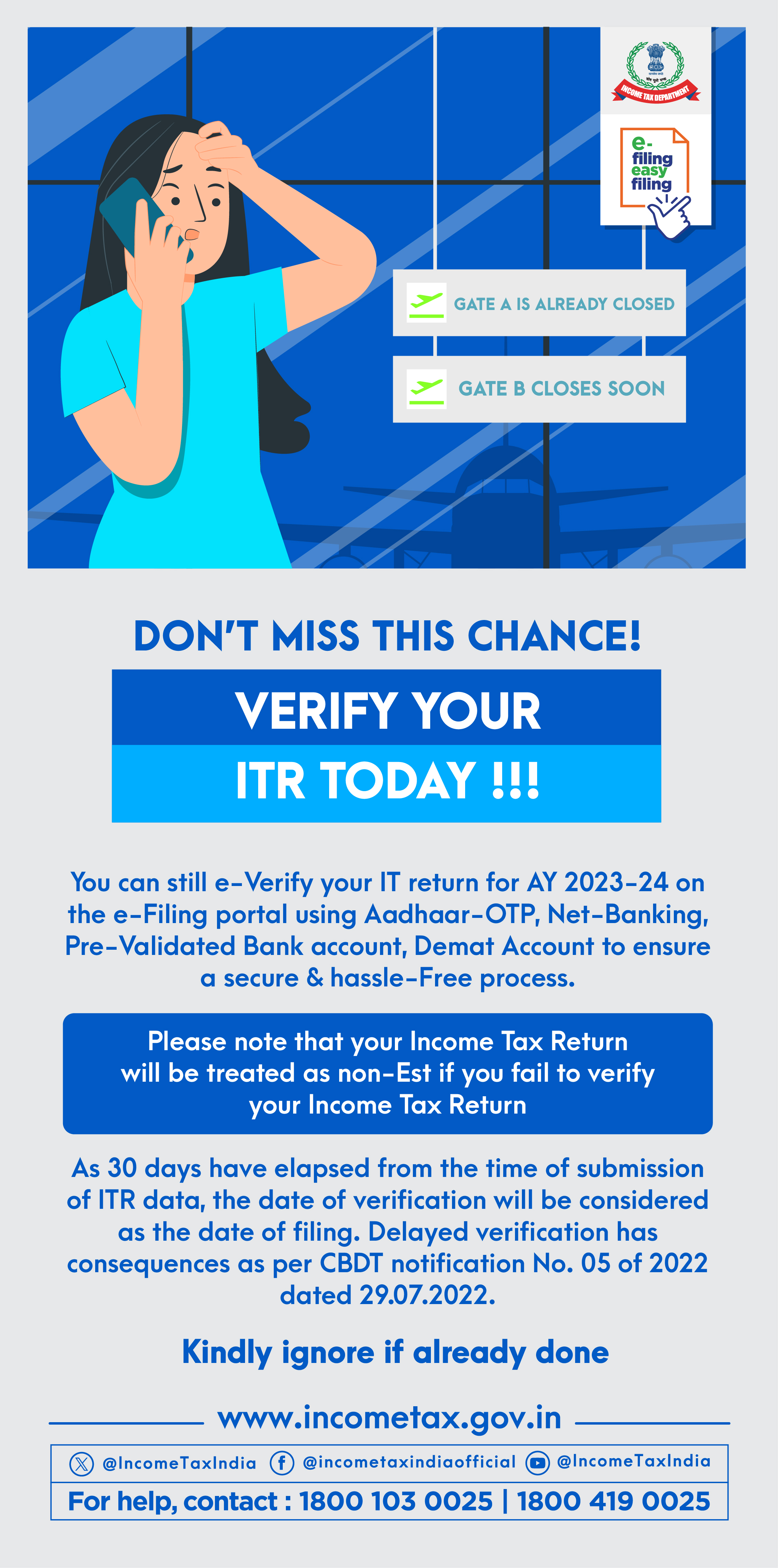  Verify your ITR for AY 2023-24 to avoid last minute rush, Ignore if already verified