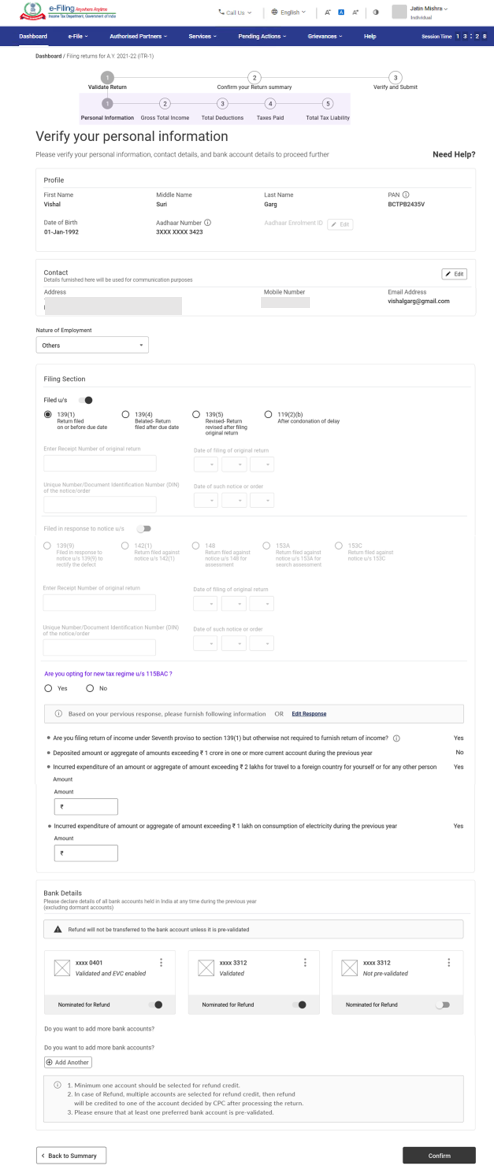 How to file Income Tax Return 2021-22 in the New Income Tax Portal?