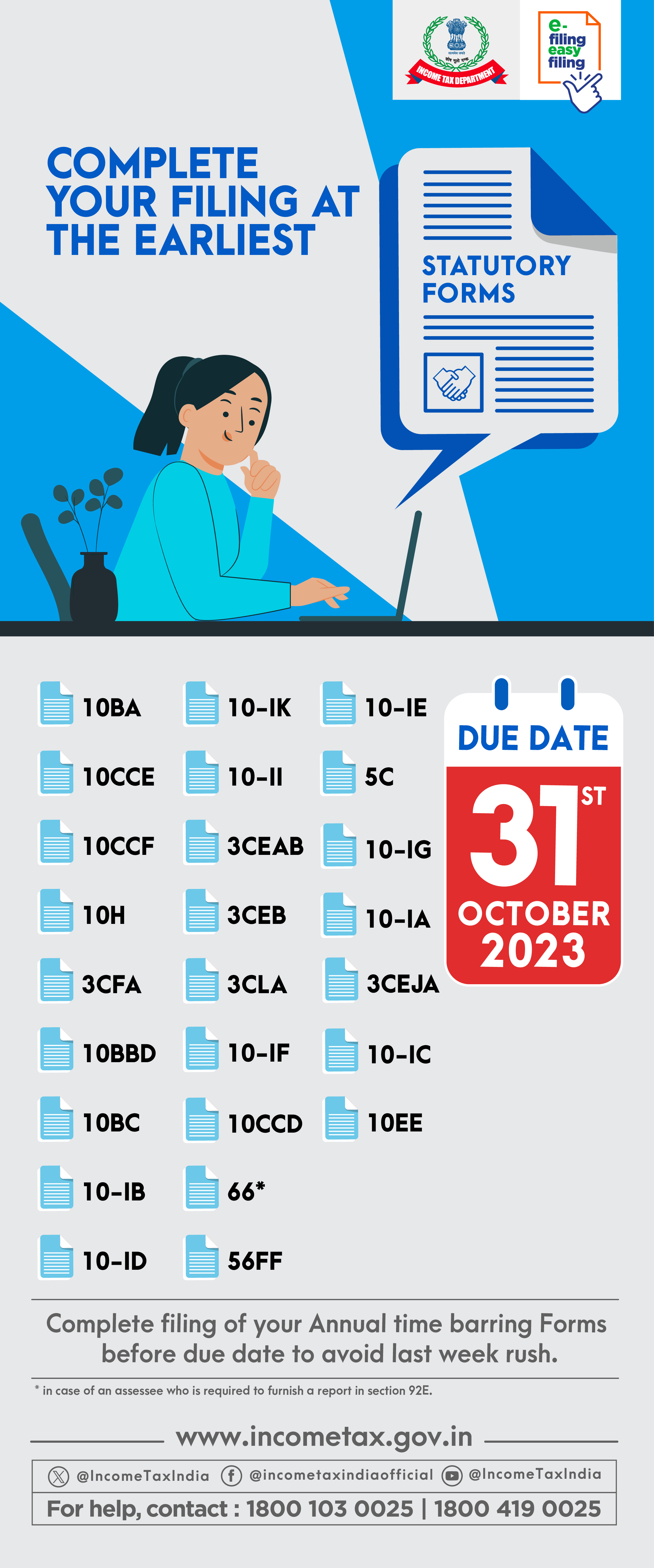Complete your annual filing of statutory forms due date by 31-Oct-2023