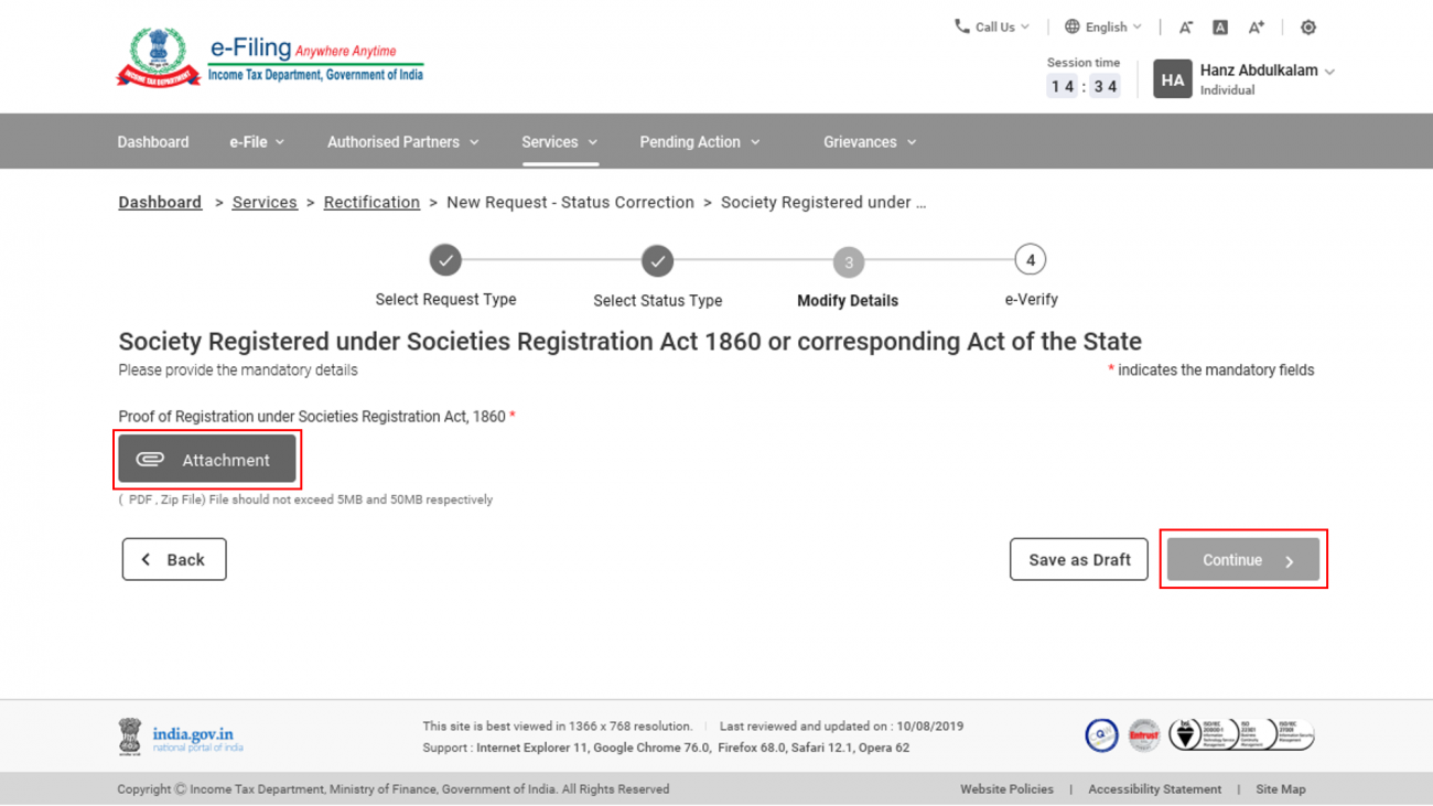 Raise Rectification Request User Manual | Income Tax Department