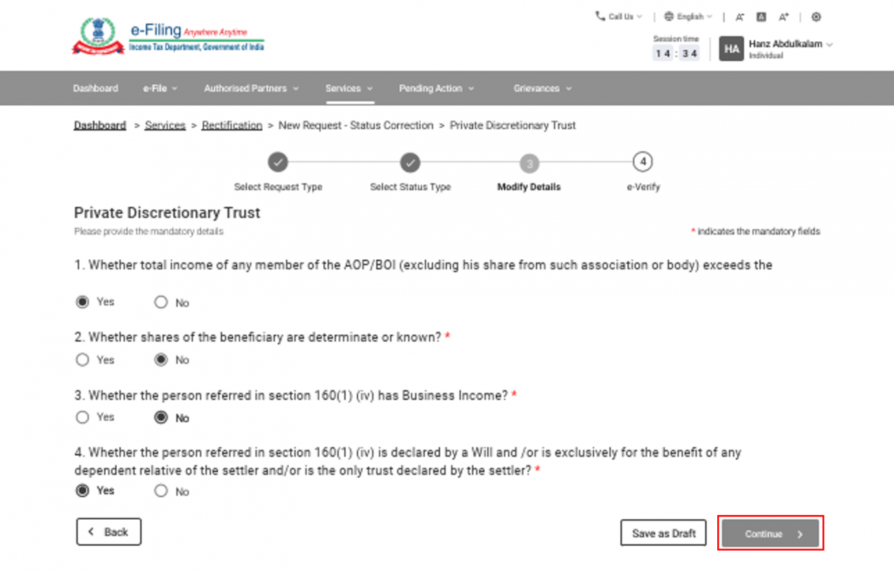 Raise Rectification Request User Manual | Income Tax Department