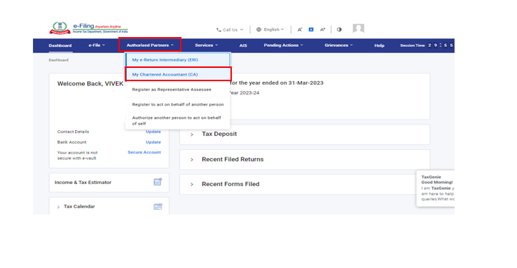 My CA User Manual | Income Tax Department