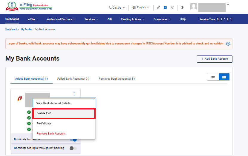 My Bank Account User Manual Tax Department