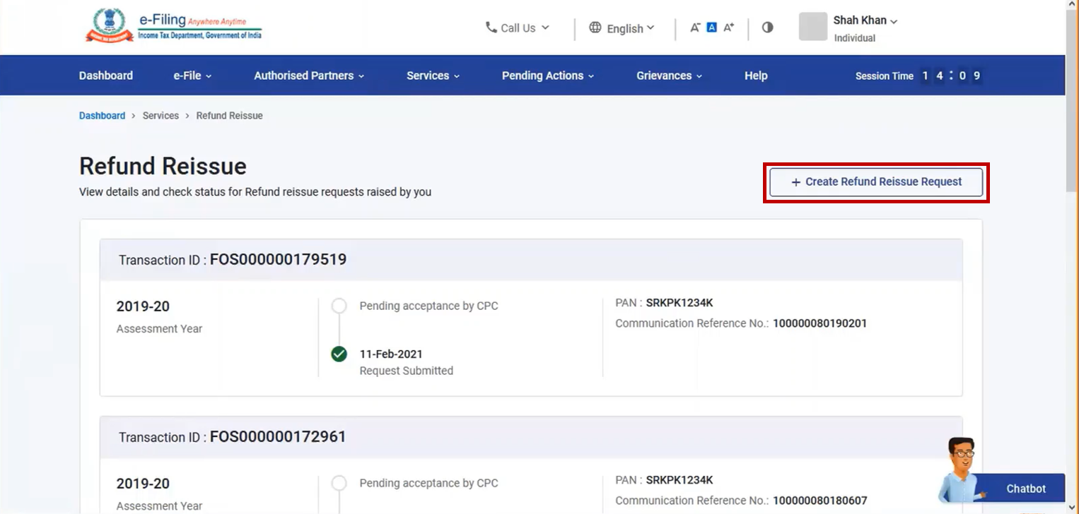 Raise Service Request User Manual | Income Tax Department