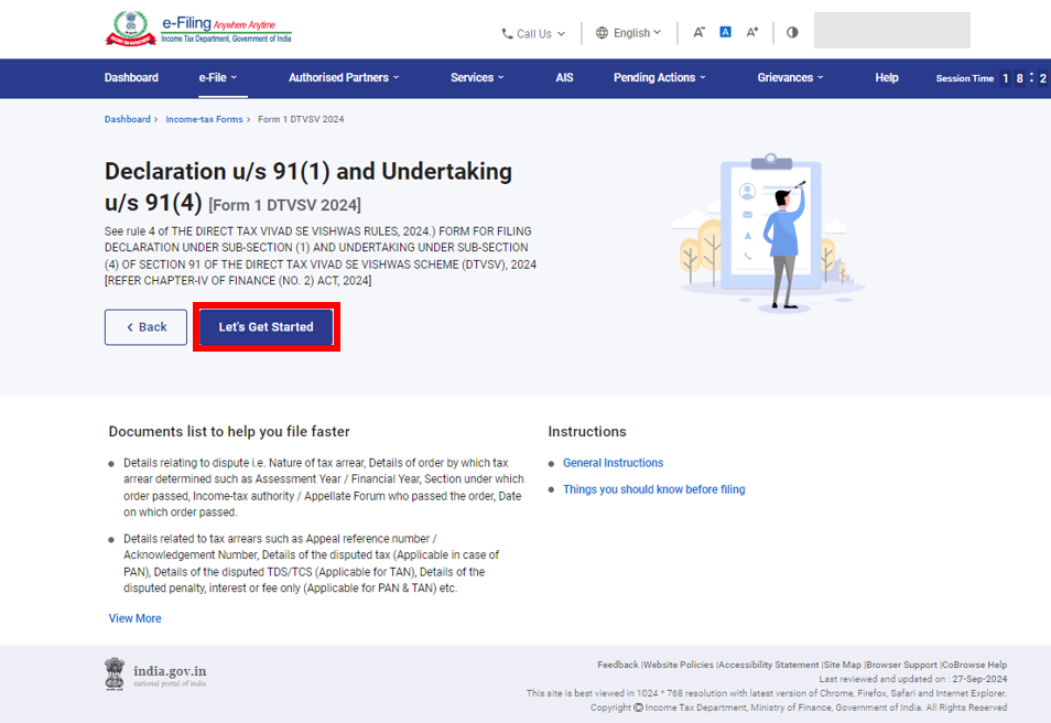Form 1 - DTVsV - User Manual | Income Tax Department