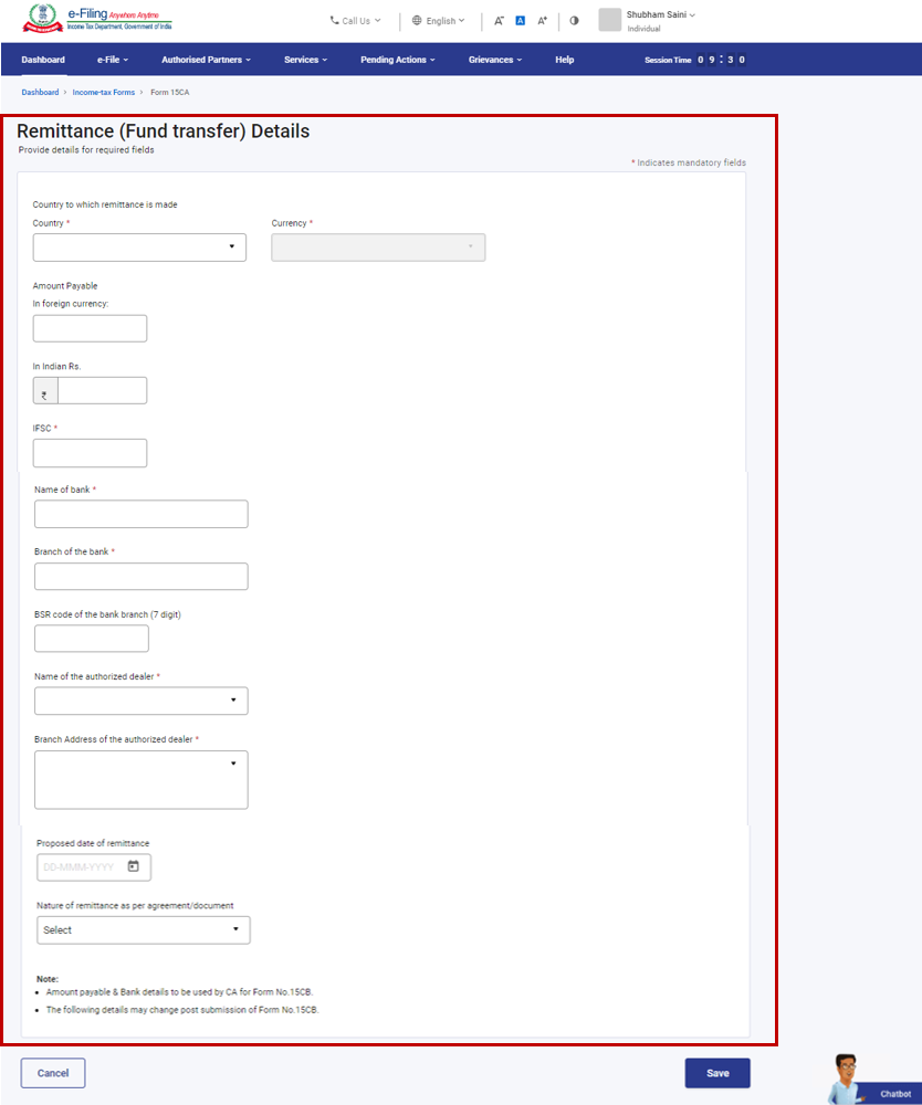 Form15CB User Manual | Income Tax Department