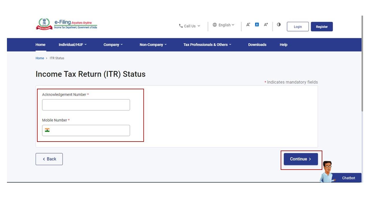 Know your ITR Status User Manual Tax Department