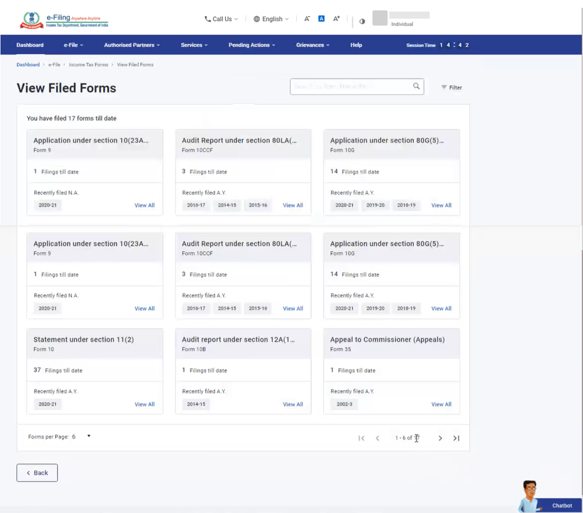 View Token Form View Filed Forms User Manual | Income Tax Department