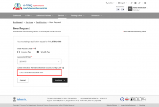 Raise Rectification Request User Manual | Income Tax Department