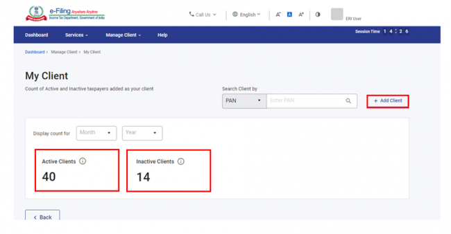 Add Clients (by ERIs) > User Manual | Income Tax Department