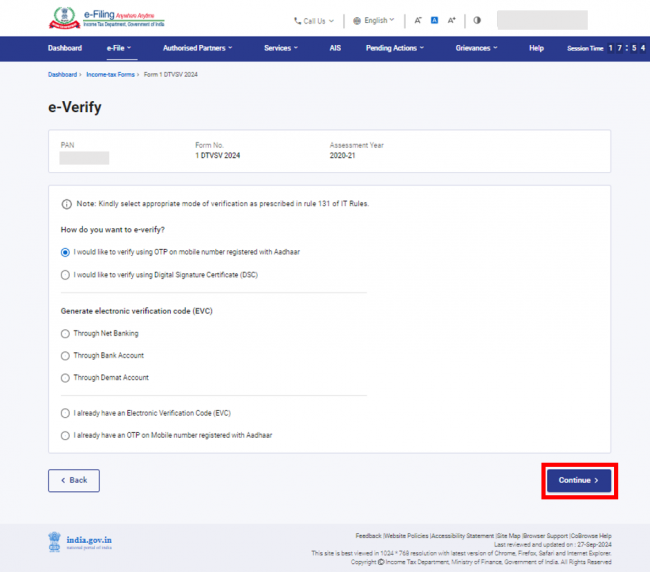 Form 1 - DTVsV - User Manual | Income Tax Department