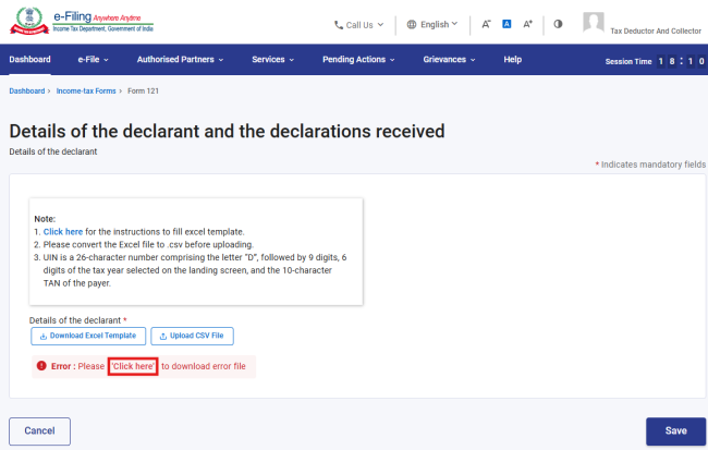 Form 121 Reference Form 121 User Manual | Income Tax Department
